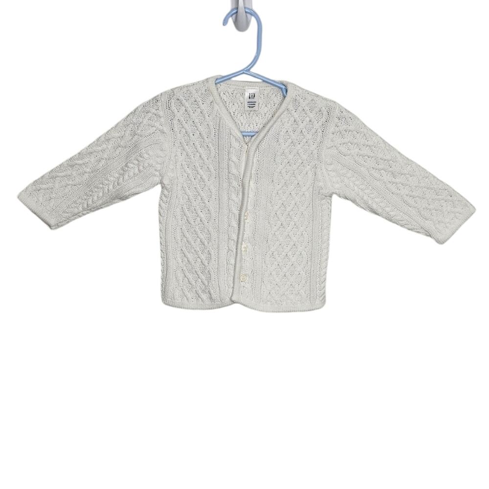 Baby Gap Newborn 3 - 6 Months Knitted Button Down Sweater White